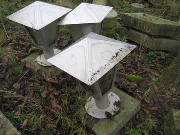 drie lantaarns in inox op arduinen voet, Enlèvement, Utilisé, Inox