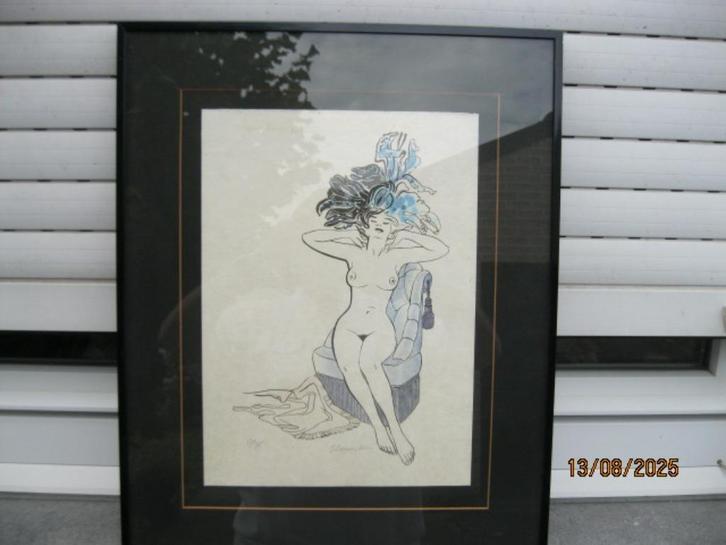 Gaston Bogaert Zittend Naakt, Antiek en Kunst, Kunst | Litho's en Zeefdrukken, Ophalen