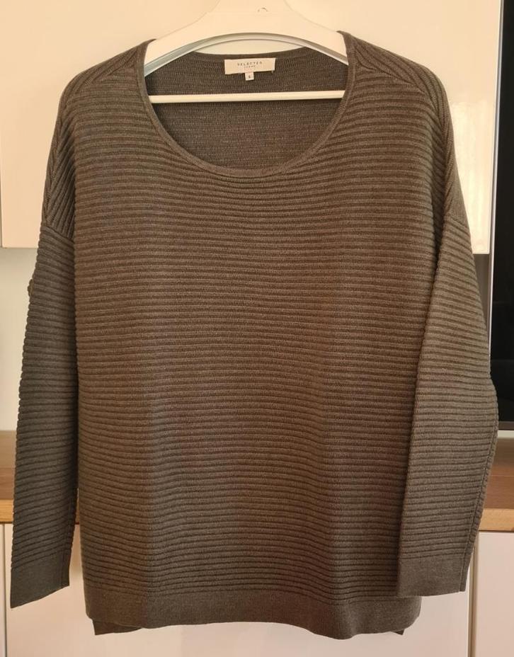 Kakigroene trui 'Selected Femme' (maat: S), Kleding | Dames, Truien en Vesten, Zo goed als nieuw, Maat 36 (S), Groen, Ophalen of Verzenden
