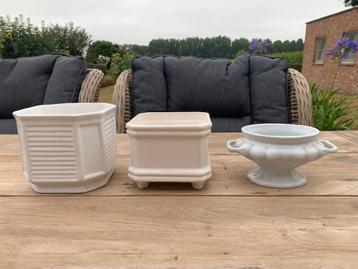 Set van 3 cache-pots - crème/wit beschikbaar voor biedingen