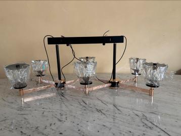 Hanglamp industrieel,modern 6 spots met kristal-look glazen, Enlèvement ou Envoi, Neuf, Verre