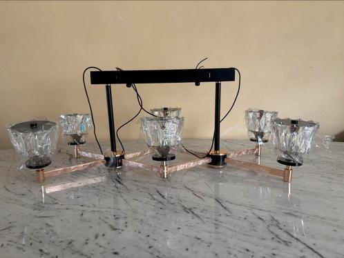 Hanglamp industrieel,modern 6 spots met kristal-look glazen, Huis en Inrichting, Lampen | Hanglampen, Nieuw, Glas, Ophalen of Verzenden