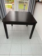 Zwarte uitschuifbare tafel 90 x 90 cm tot 90 x 169 cm., Huis en Inrichting, Tafels | Eettafels, Ophalen, Gebruikt, 50 tot 100 cm