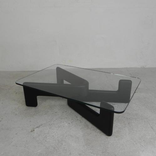 Vintage salontafel met organische zwarte houten basis, jaren, Antiek en Kunst, Antiek | Meubels | Tafels, Verzenden