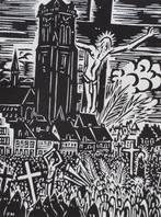 Houtsnede Frans Masereel: VEURNE: De Boetprocessie (1), Verzamelen, Verzenden, 1940 tot 1960, West-Vlaanderen