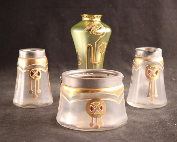 Set van antiek Jugendstil glas, Antiek en Kunst, Antiek | Glaswerk en Kristal, Ophalen of Verzenden