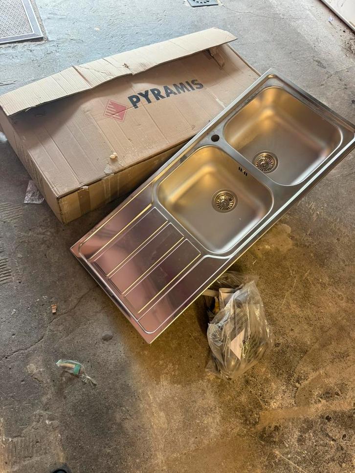 Évier Pyramis EasyFix Athena 2 bac+égouttoir, Huis en Inrichting, Keuken | Keukenelementen, Ophalen