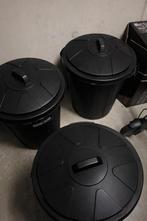 3 grote zwarte vuilnisbakken van 80l met deksel, Ophalen, Kunststof, 50 tot 75 cm, 40 liter of meer