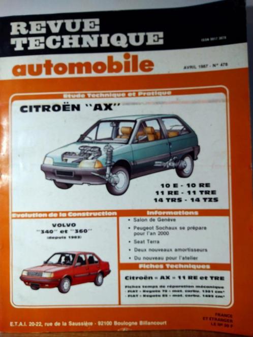 RTA - Citroën AX - Volvo 340 et 360 - n 478, Auto diversen, Handleidingen en Instructieboekjes, Ophalen of Verzenden