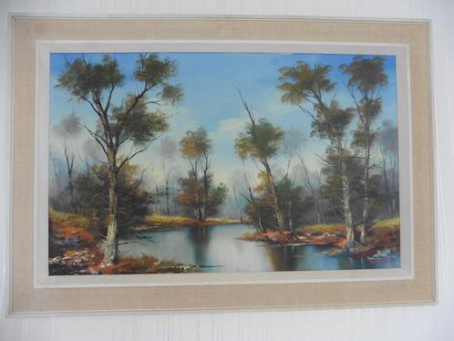 Belle peinture encadrée et signée, paysage, vintage, Antiek en Kunst, Kunst | Schilderijen | Klassiek, Ophalen
