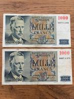 2x1000 Francs eeuwfeest! 1950-1951, Postzegels en Munten, Ophalen of Verzenden
