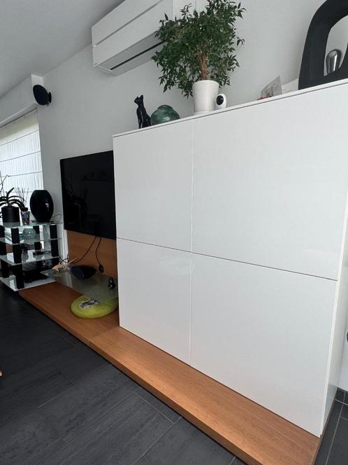 TV meubel - hoogglans wit, Huis en Inrichting, Kasten |Televisiemeubels, Gebruikt, 150 tot 200 cm, 200 cm of meer, 50 tot 75 cm