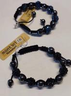 bracelets sans nickel CB glitter Montini 2x noir et bleu, Bleu, Autres matériaux, Avec bracelets à breloques ou perles, Enlèvement ou Envoi