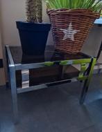 Trio tafels van chroom en rookglas uit de jaren 70, Huis en Inrichting, Tafels | Sidetables, Ophalen of Verzenden, Zo goed als nieuw