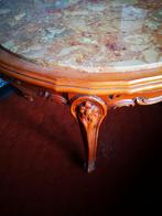 Table basse ronde bois et marbre style Louis XV régence, Antiek en Kunst, Ophalen of Verzenden