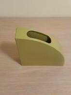 Geometrische vaas in olijfgroene keramiek (vintage), Huis en Inrichting, Woonaccessoires | Vazen, Gebruikt, Aardewerk of Porselein