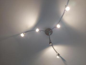Inox plafondlamp met 6 spotjes inclusief LED-spotjes beschikbaar voor biedingen