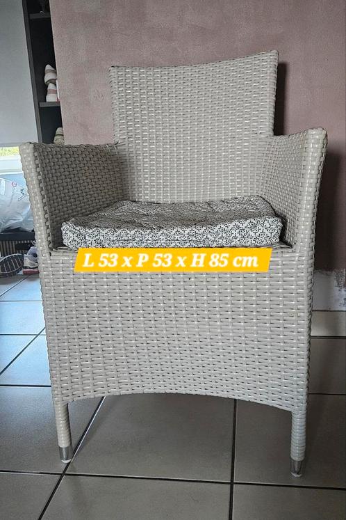 Witte rotan stoel, Tuin en Terras, Tuinstoelen, Gebruikt, Rotan, Ophalen