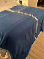 DEKEN BLAUW EN GERUIT 2 STUKS BED WOL, Blauw, Tweepersoons, Ophalen of Verzenden, Deken of Dekbed