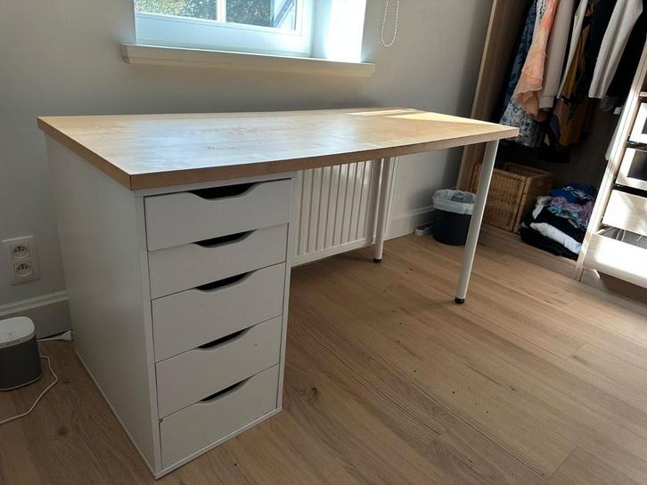 Wit Ikea bureau Lagkapten / Alex, Huis en Inrichting, Bureaus, Gebruikt, Bureau, Ophalen
