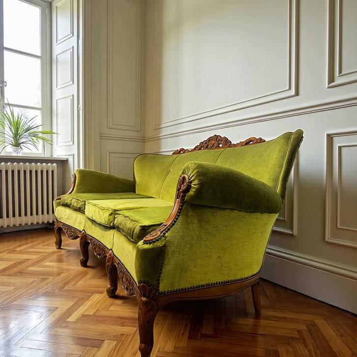 chaise/canapé/canapé baroque vert vintage, Antiquités & Art, Antiquités | Meubles | Chaises & Canapés, Enlèvement ou Envoi