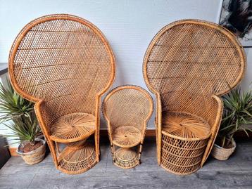 Set van 3 vintage rotan Emmanuelle stoelen beschikbaar voor biedingen