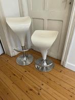 2  tabourets de bar chromé réglables en hauteur et pivotant, Ophalen, Gebruikt, 60 tot 90 cm, 2 krukken