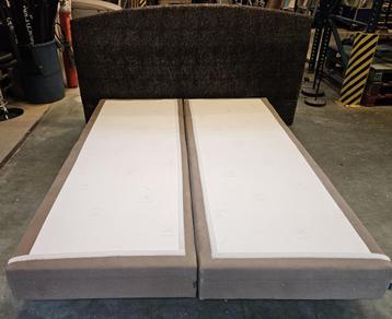 Boxspringbed 160x200cm + hoofdbord, Huis en Inrichting, Slaapkamer | Boxsprings, Gebruikt, Beige, Tweepersoons, Ophalen of Verzenden