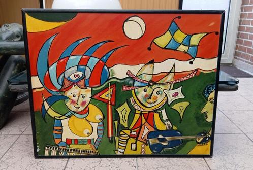 levendig schilderij Van Enis Germain, Antiek en Kunst, Kunst | Schilderijen | Modern, Ophalen of Verzenden