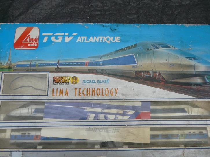 LIMA TGV Atlantique startset, sporen transfo, Hobby en Vrije tijd, Modeltreinen | H0, Gebruikt, Treinset, Gelijkstroom, Lima, Analoog