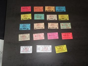 19 anciens tickets de football "KV Mechelen"