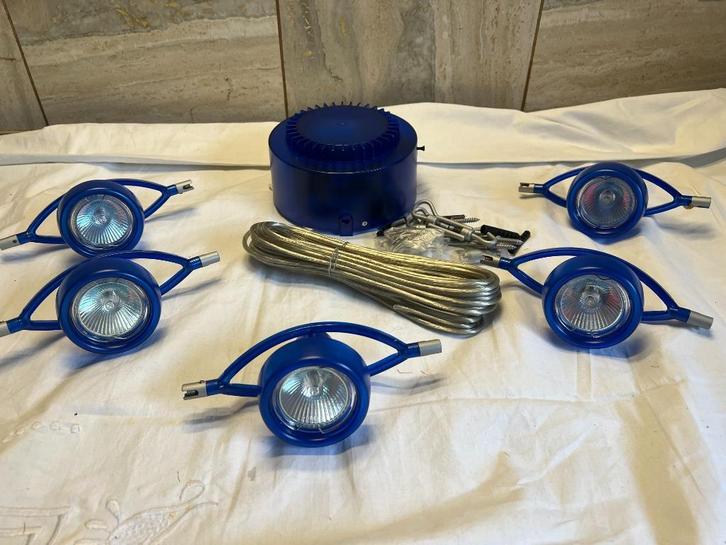 Massive Satellite Kabelverlichting – blauwe Satellite-kapjes, Antiek en Kunst, Antiek | Verlichting, Ophalen of Verzenden