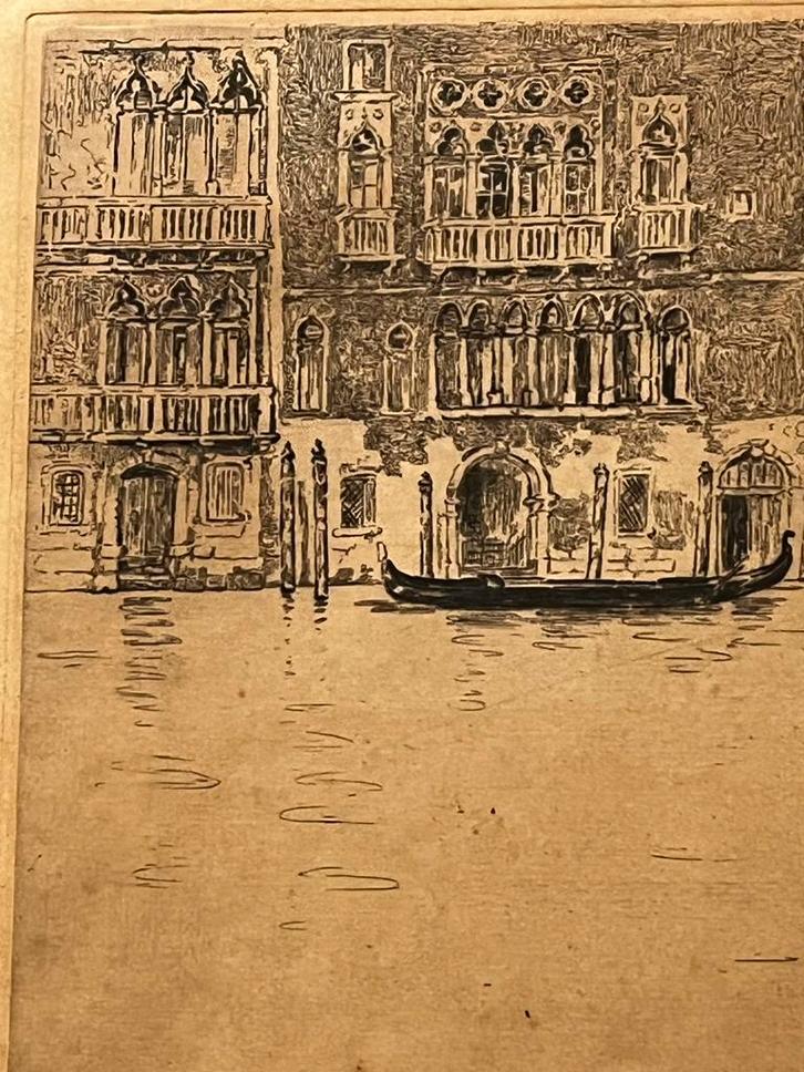 ca 1900 Louise Danse 'VENISE' gesign. ets eauforte Ca d'Oro, Antiek en Kunst, Kunst | Etsen en Gravures, Ophalen of Verzenden