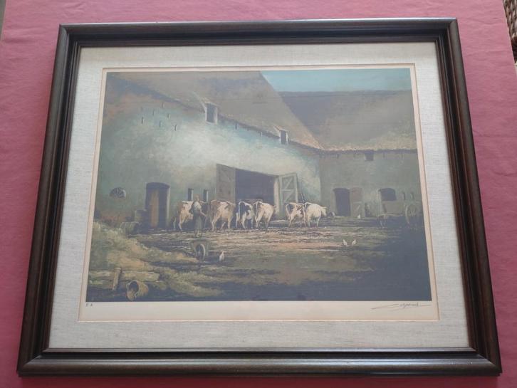 Lithografie (Colpaert) Afmetingen: L-56/H-42, Antiek en Kunst, Kunst | Schilderijen | Klassiek, Ophalen