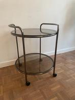 Vintage Design Trolley Glas en Chroom, Huis en Inrichting, Tafels | Sidetables, Ophalen, Gebruikt, 50 tot 100 cm, Design