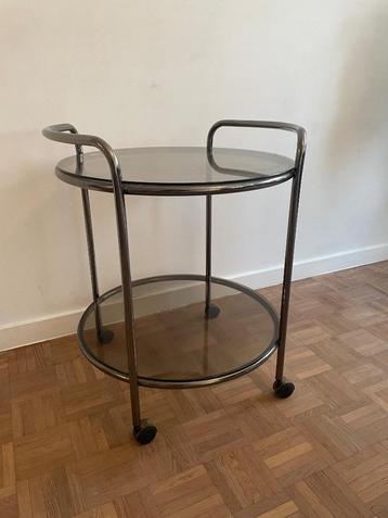 Vintage Design Trolley Glas en Chroom beschikbaar voor biedingen