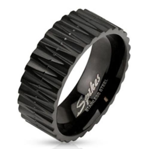 Bague homme design zigzag en acier noir, Bijoux, Sacs & Beauté, Bagues, Neuf, Homme, Noir, Fer ou Acier, Enlèvement ou Envoi