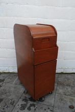 ANTIEK ROLLUIK DEUR TAMBOUR KASTJE ARCHIEF TROLLEY, Ophalen