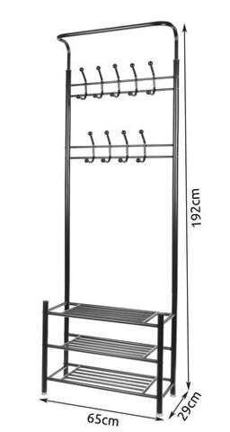 Kapstok, garderobe, schoenenrek 192x65x29cm zwart metaal beschikbaar voor biedingen