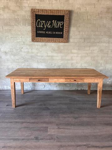 Authentieke boerentafel - 220 x 98 cm + 76 cm hoog / 2 lades beschikbaar voor biedingen