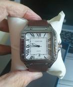 Nieuwe Cartier Santos met bruine leren horloge band, Handtassen en Accessoires, Horloges | Heren, Leer, Staal, Polshorloge, Nieuw