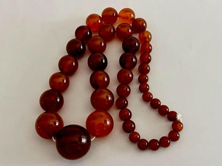 Oude Antieke Amber Bakeliet - Catalin Ketting, Handtassen en Accessoires, Antieke sieraden, Ketting, Verzenden