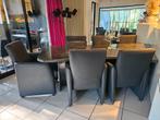 6 lederen fauteuils voor de eetkamer, Ophalen, Gebruikt, Leer, Grijs