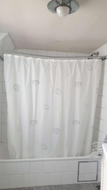 Douchegordijn Sealskin, wit met grijze schelpmotieven, H 200 beschikbaar voor biedingen