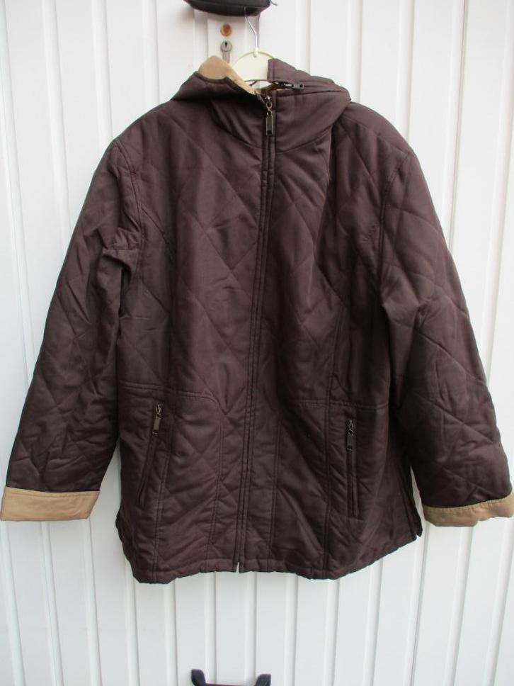 Bruine JAS / VEST / REGENJAS met kap mt XL, Kleding | Dames, Grote Maten, Zo goed als nieuw, Jas of Mantel, Bruin, Ophalen of Verzenden