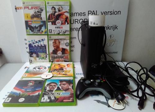 xbox 360 slim 250gb zwart console PAL versie+8GAMES, Games en Spelcomputers, Spelcomputers | Xbox 360, Gebruikt, 250 GB, 360 S