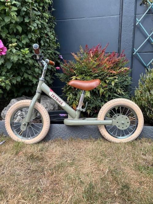Trybike Steel Loopfiets 2-in-1Matt Green incl. Trike Kit, Kinderen en Baby's, Speelgoed | Buiten | Voertuigen en Loopfietsen, Gebruikt