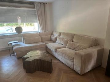 mooie fluwelen hoekbank taupe beschikbaar voor biedingen