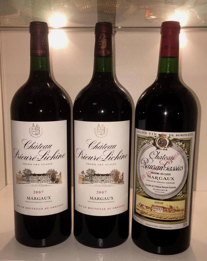 3 Magnums Cht Rauzan Gassies 2009 – Prieuré Lichine 2007., Collections, Vins, Neuf, Vin rouge, France, Pleine