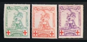 Belgique : COB 126/28 ** Croix-Rouge 1914.